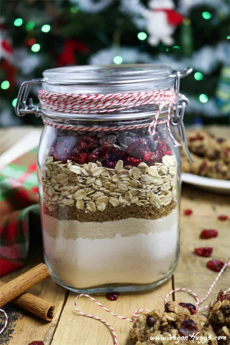 Cranberry Oatmeal Chocolate Chip cookies in a jar – Vegan Huggs