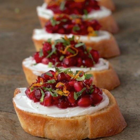 Cranberry and Pomegranate Bruschetta