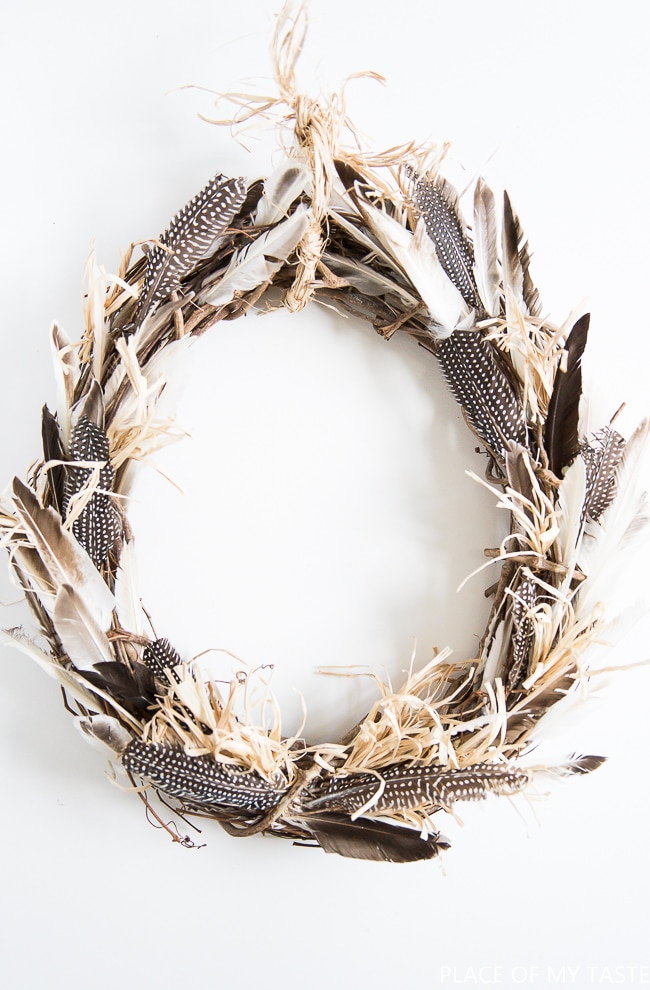 DIY Boho Feather Fall Wreath from Place of My Taste