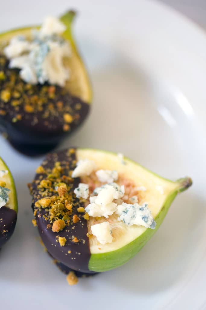 Dark Chocolate-Dipped Figs with Gorgonzola from We are Not Martha