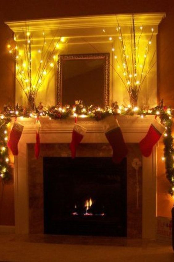 Decor Your Christmas Mantle With Lights.