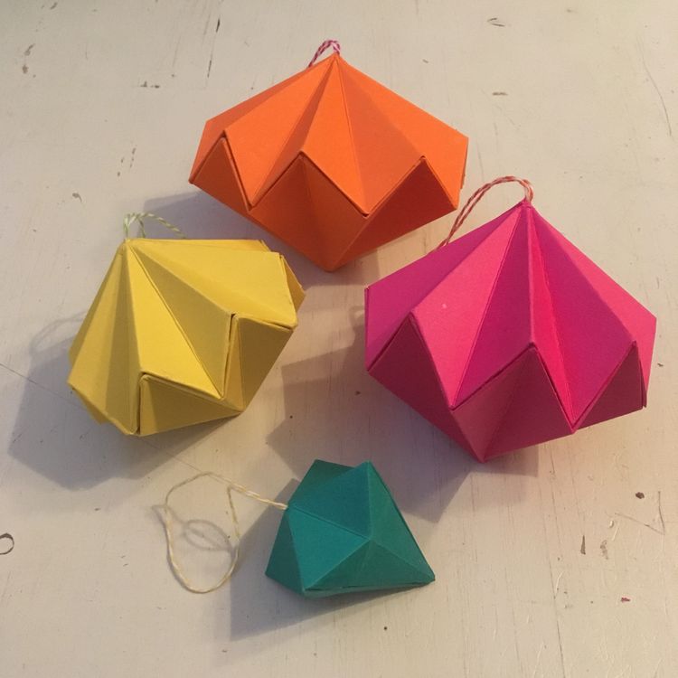 Fluro origami diamonds.
