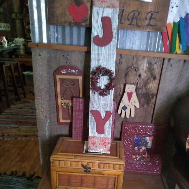 Handpainted Reclaimed Wood Joy Sign.