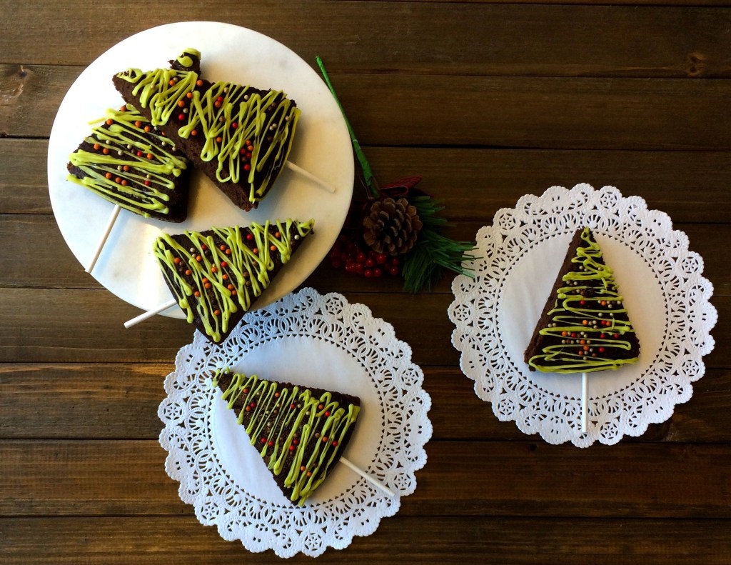 Healthy Vegan Christmas Tree Brownies.