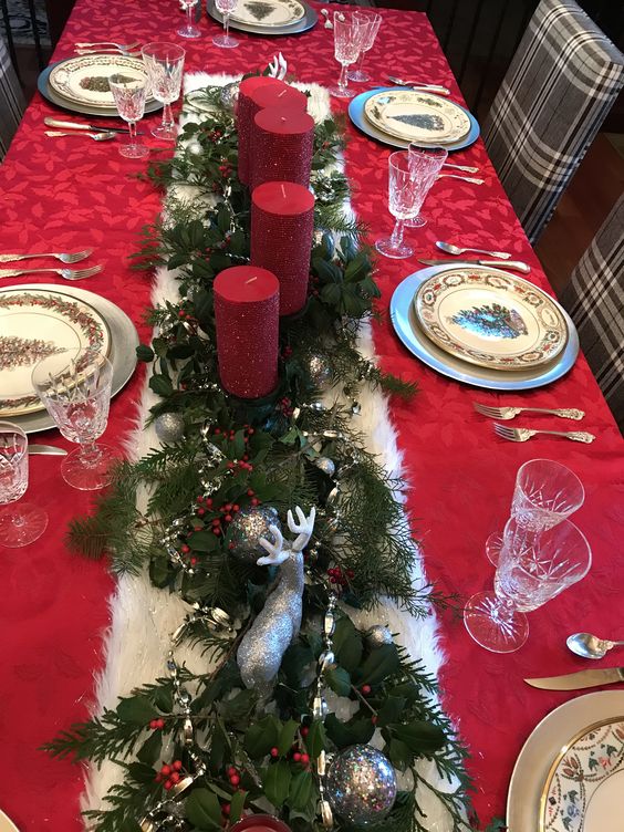 Holiday christmas table decor.