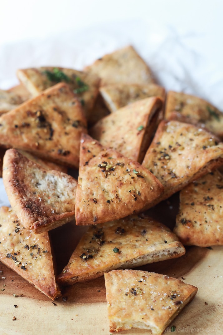 Homemade Baked Pita Chips from Joyful Healthy Eats