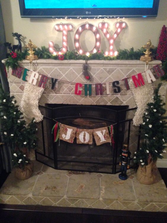 JOY Christmas Mantel.