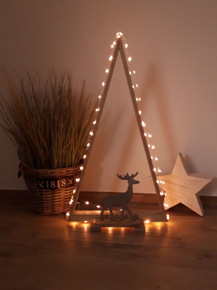 Magnificent wooden Christmas tree.