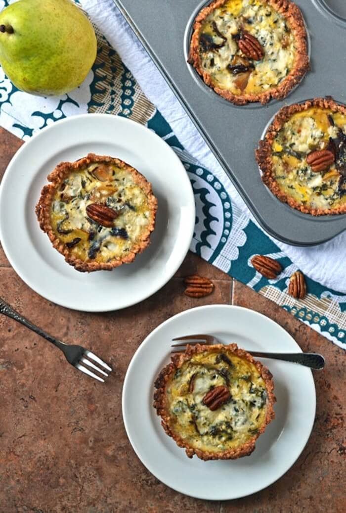 Mini Quiches with Caramelized Pears and Gorgonzola