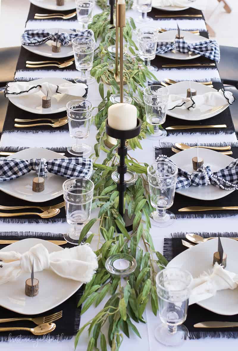 Modern Black and White Tablescape.