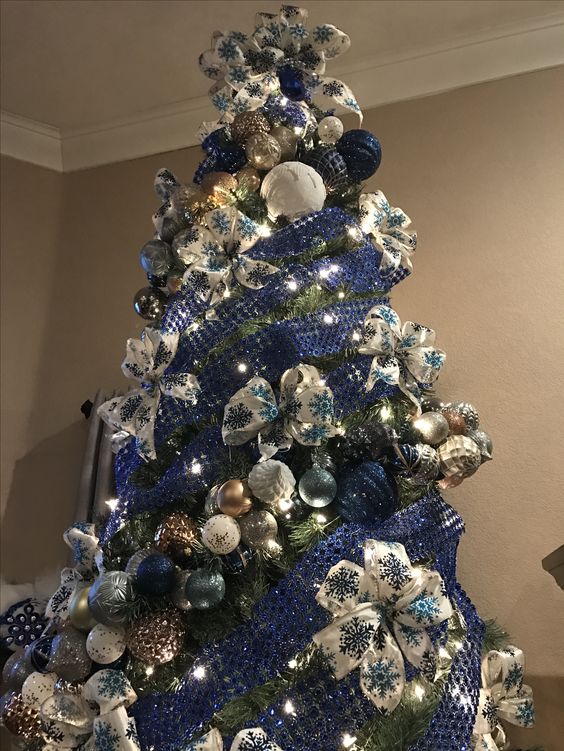 Navy and silver CHRISTMAS tree.