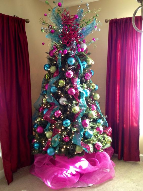 Pink, blue, and green Christmas tree!