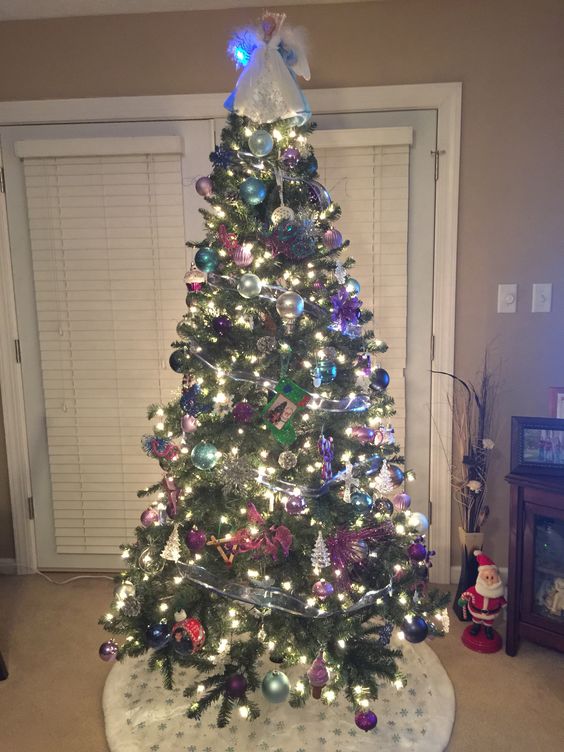 Purple, Blue, and Silver Themed Christmas Tree.