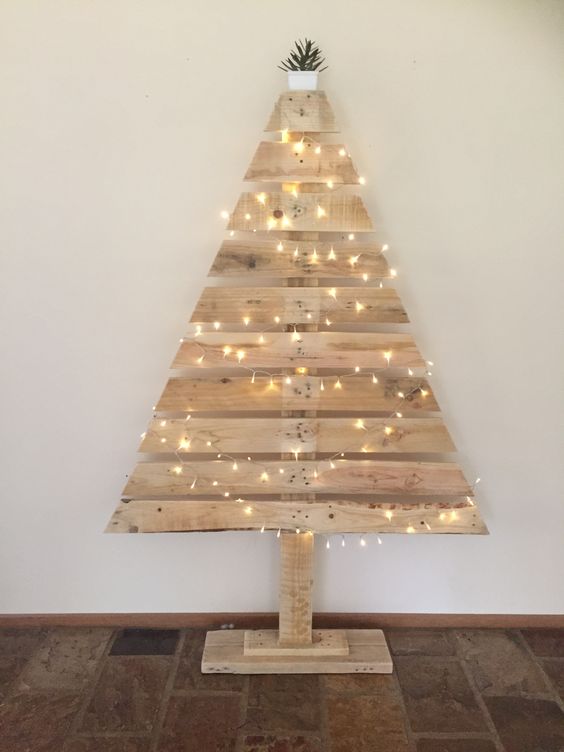Recycled pallet timber christmas tree.