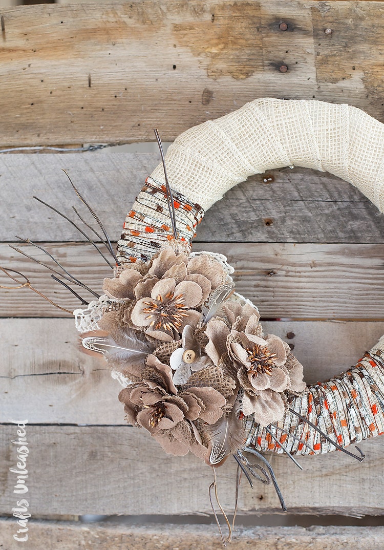 Rustic Fall Wreath from Crafts Unleashed