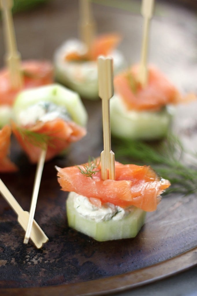 Smoked Salmon Cream Cheese Cucumber Bites from Baker By Nature