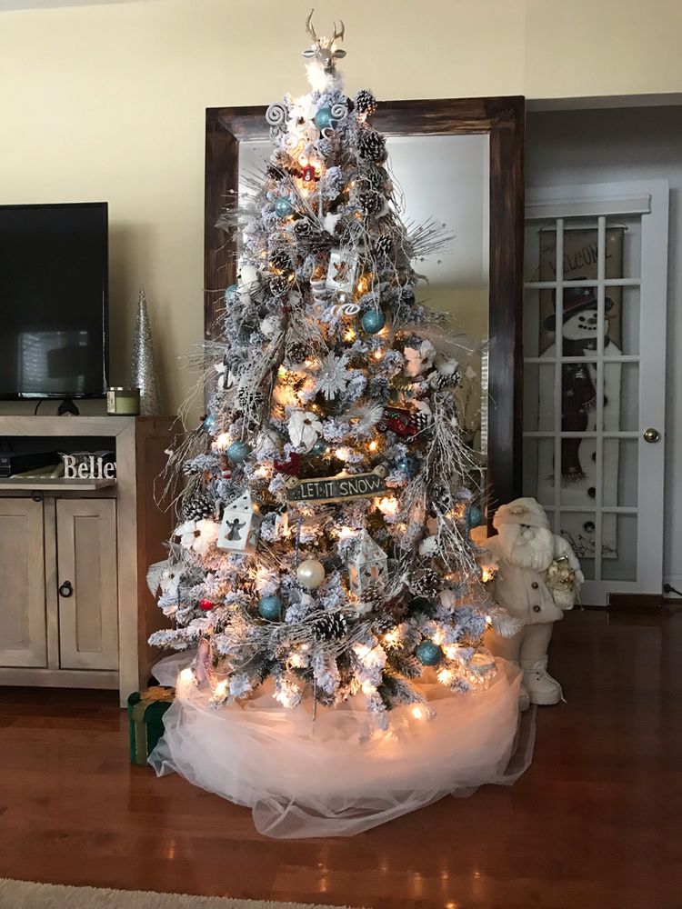 Traditional Christmas tree skirt.