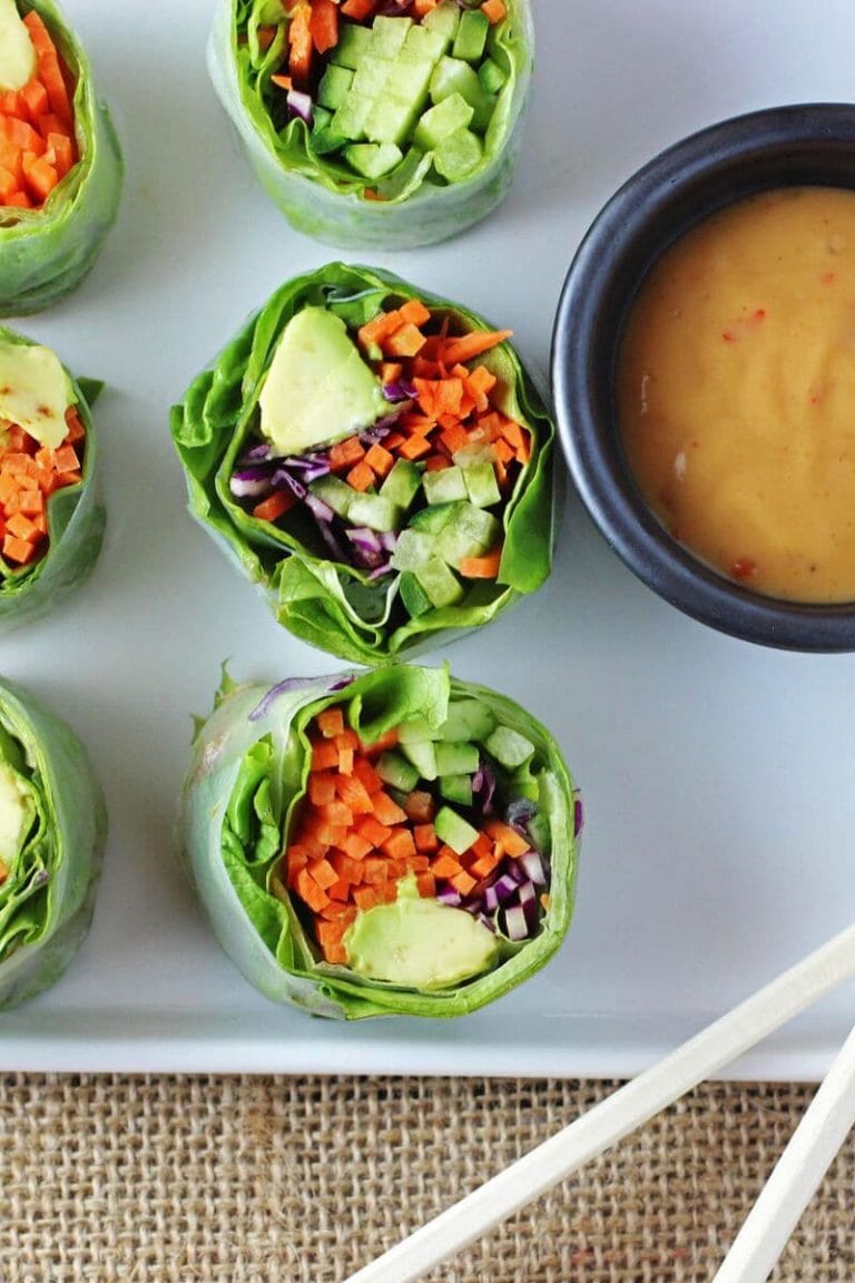 Vegetable Rolls with Spicy Nut Sauce from Camille Styles