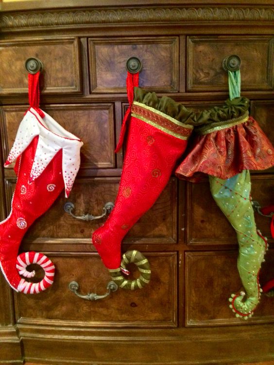 Whimsical Christmas stockings.