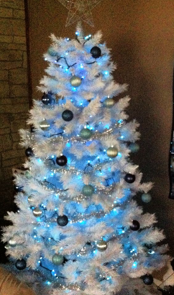 White, blue and Silver Christmas tree.