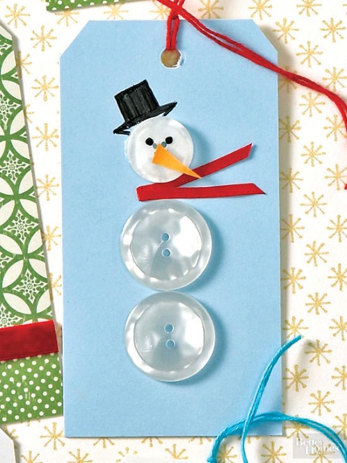 Button Snowman Tags.