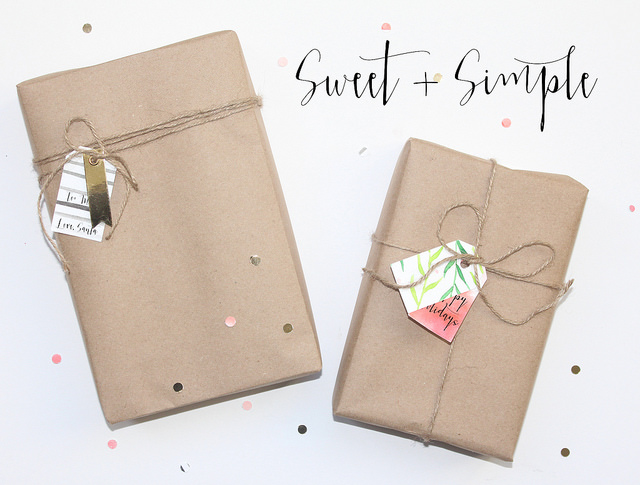 Sweet & Simple Wrapping + Watercolor Tags at Lolly Jane