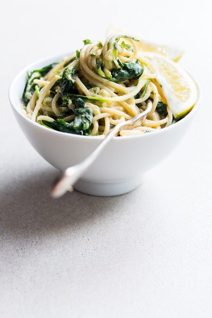10-Minute Hummus Pasta with Zoodles by Quite Good Food