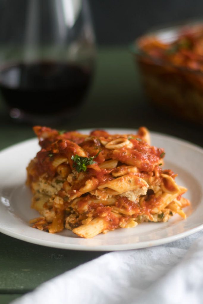 Baked Pasta with Tofu Ricotta by Thyme & Love