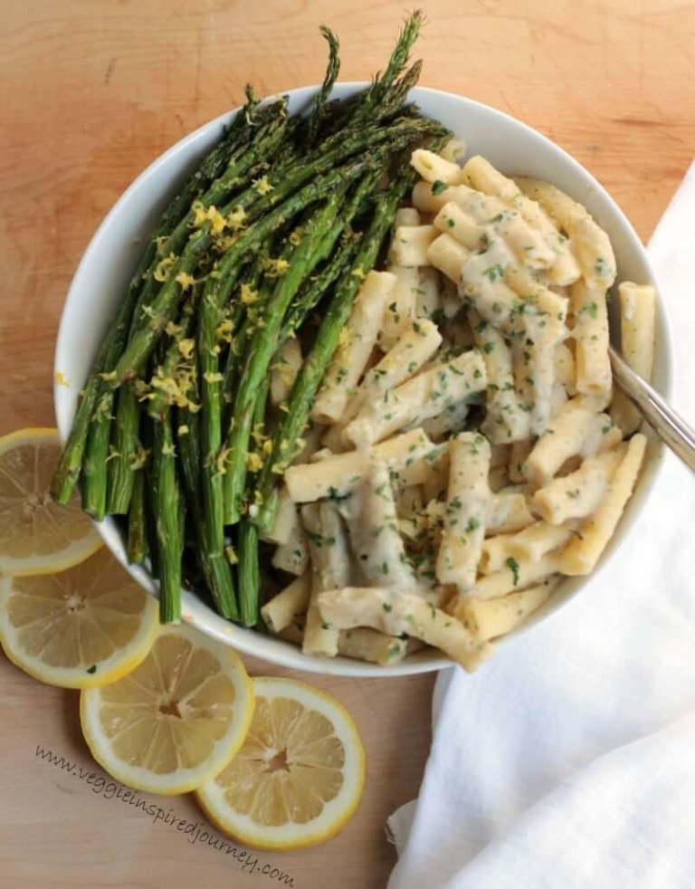 Creamy Lemon Ziti with Asparagus.