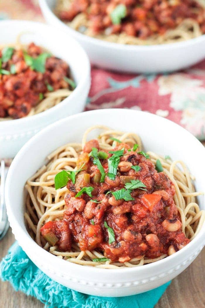 Smoky Cajun Black Eyed Peas Pasta by Veggie Inspired