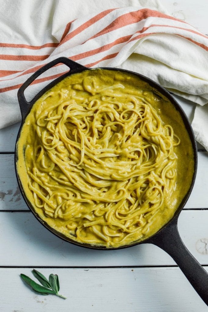 Vegan Pumpkin Alfredo Pasta by Plant Based Scotty