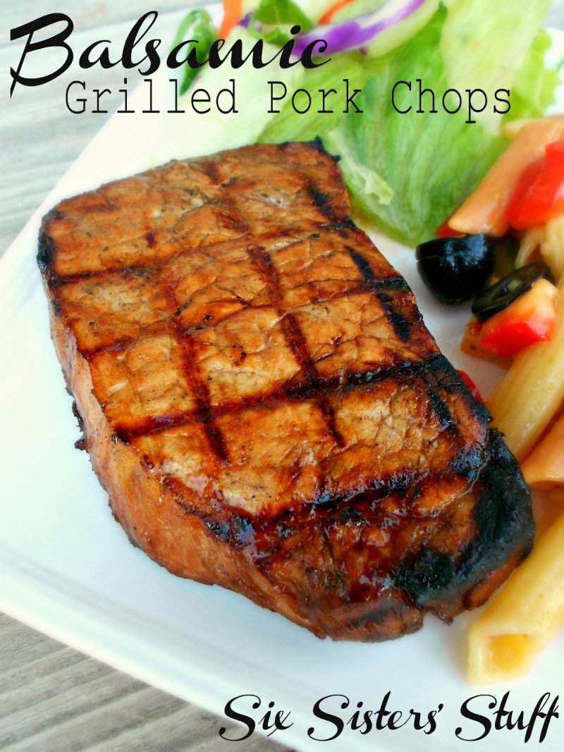 Balsamic Grilled Pork Chops via Six Sisters