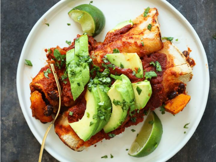 Butternut Squash Black Bean Enchiladas by Minimalist Baker