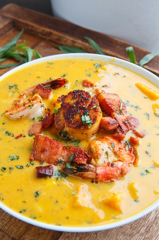 Cajun Sweet Potato Seafood Chowder.