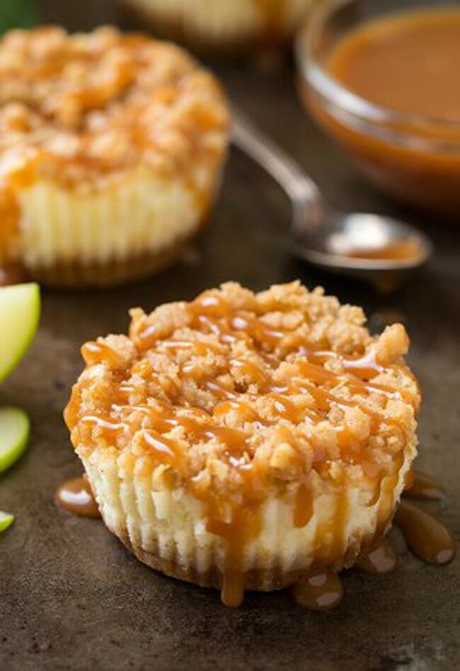 Caramel Apple Mini Cheesecakes with Streusel Toppings by Cooking Classy