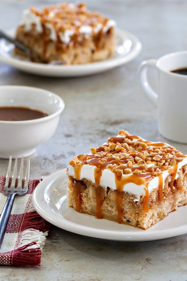 Caramel Apple Poke Cake.