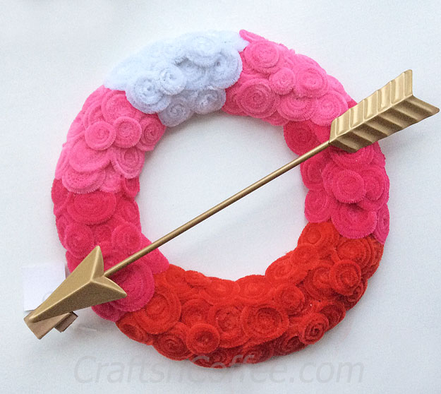 Chenille Stick Cupids Arrow Wreath