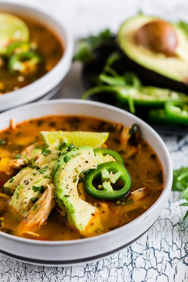 Chicken Avocado Cilantro Lime Soup from Nutmeg Nanny