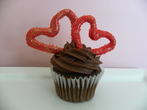 Chocolate Glitter Heart Cupcakes