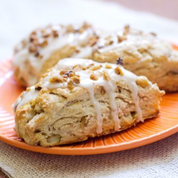 Cinnamon Apple Yogurt Scones with Apple Cider Glaze by Adventures in the Kitchen