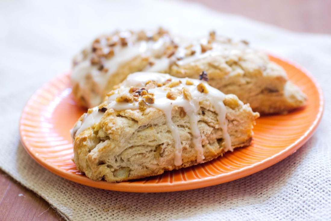 Cinnamon Apple Yogurt Scones with Apple Cider Glaze by Adventures in the Kitchen