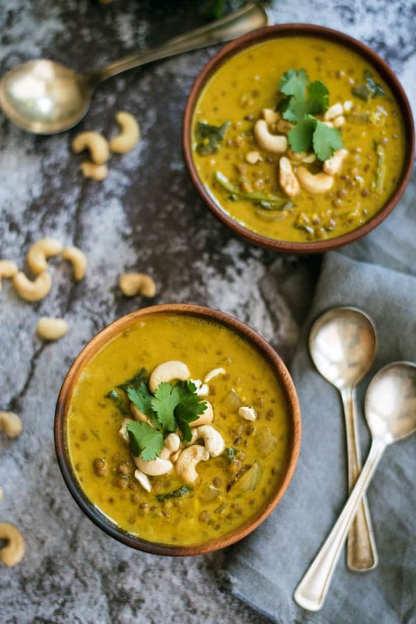Comforting Curry Lentil Soup from A Side of Sweet