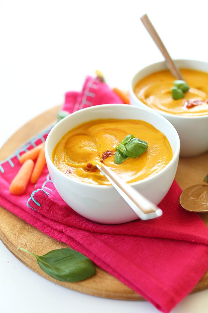 Creamy Thai Carrot Soup with Basil.