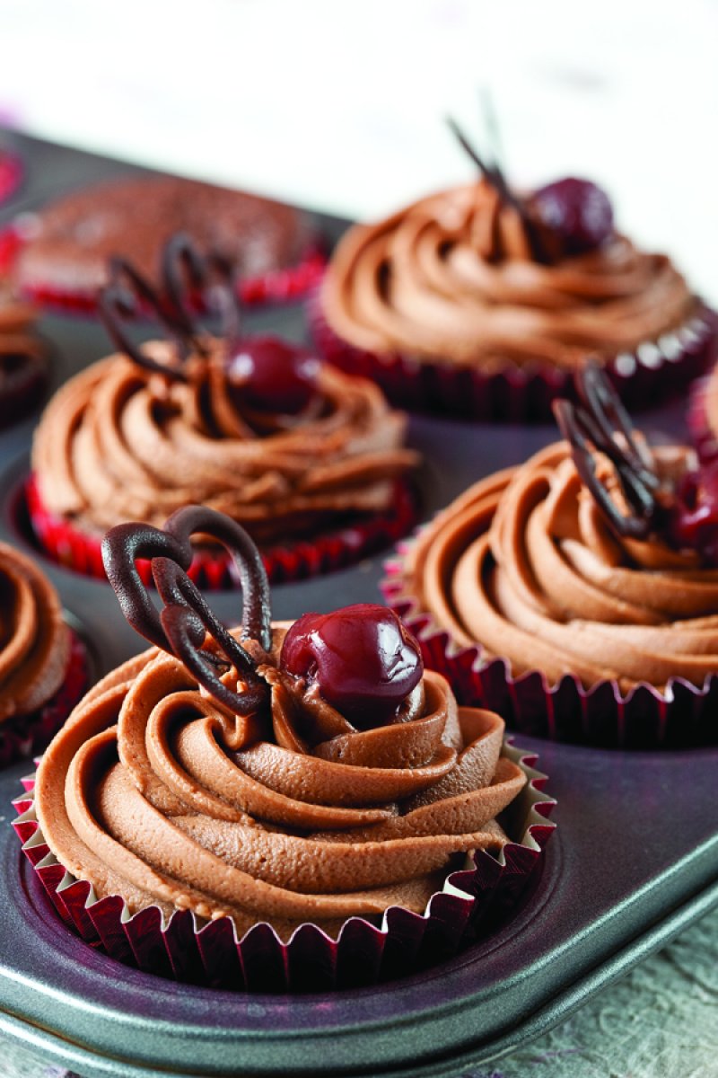 Dark Chocolate Cherry Cupcakes