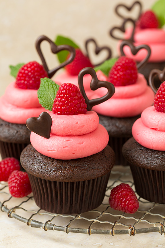 Dark Chocolate Cupcakes with Raspberry Buttercream