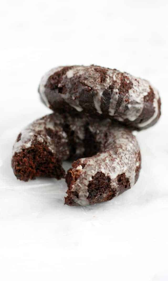 Glazed Chocolate Donuts.