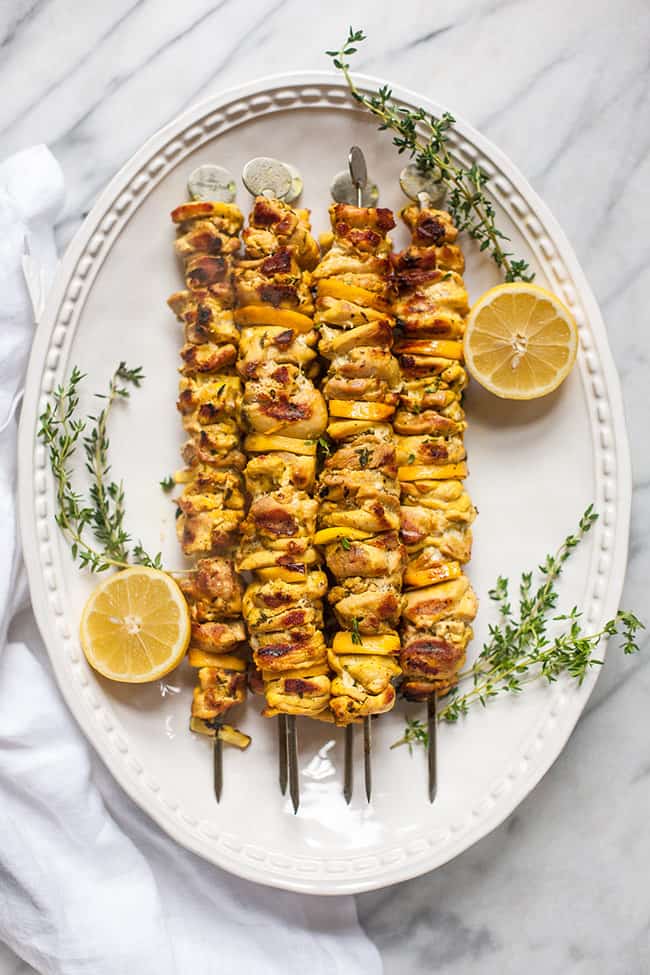 Grilled Lemon Chicken Kebabs from A Calculated Whisk