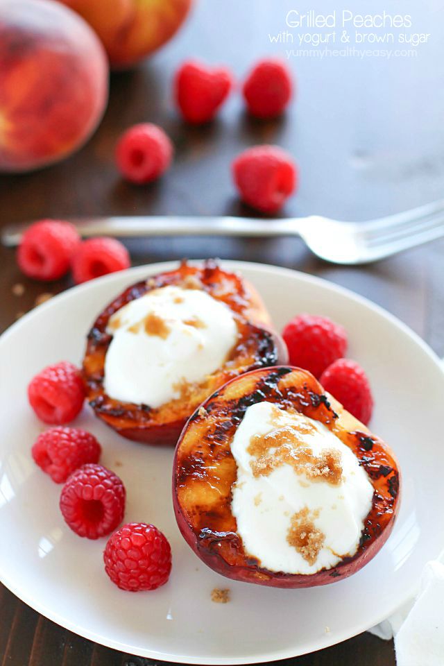 Grilled Peaches with Yogurt & Brown Sugar by Yummy Healthy Easy