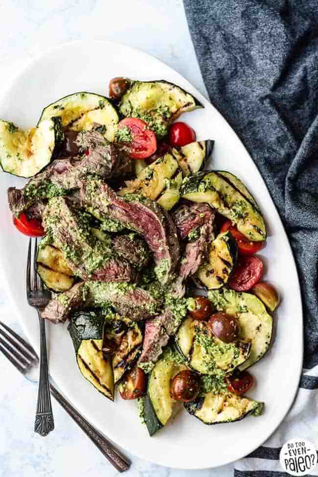 Grilled Steak, Zucchini & Pesto Salad from Do You Even Paleo