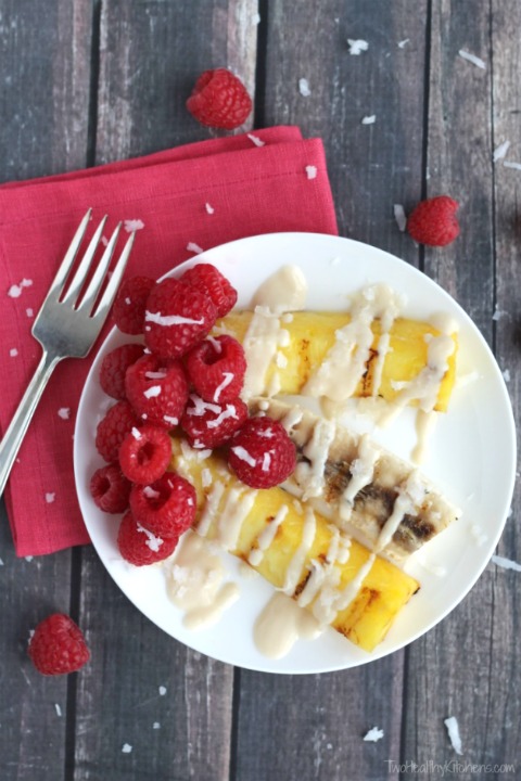 Grilled Tropical Fruit with Almond-Ricotta Sauce by The Healthy Kitchens